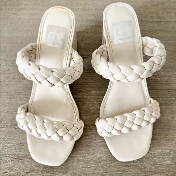 Dolce Vita Tessa Block Heel Sandal Braided Strap in Ivory - Size 6.5 - Picture 3 of 8